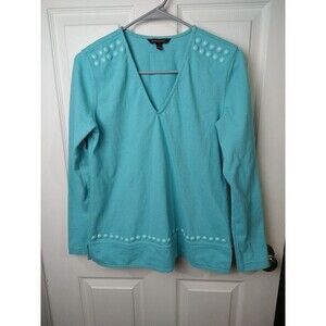 Banana Republic Long Sleeve Teal V Neck Sweater. Size M